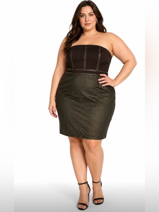 Torrid Curve Dresses & Skirts - Strapless black leather Plus-Size Dress